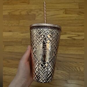 Rose gold metallic starbucks grande 16oz cup nwt
